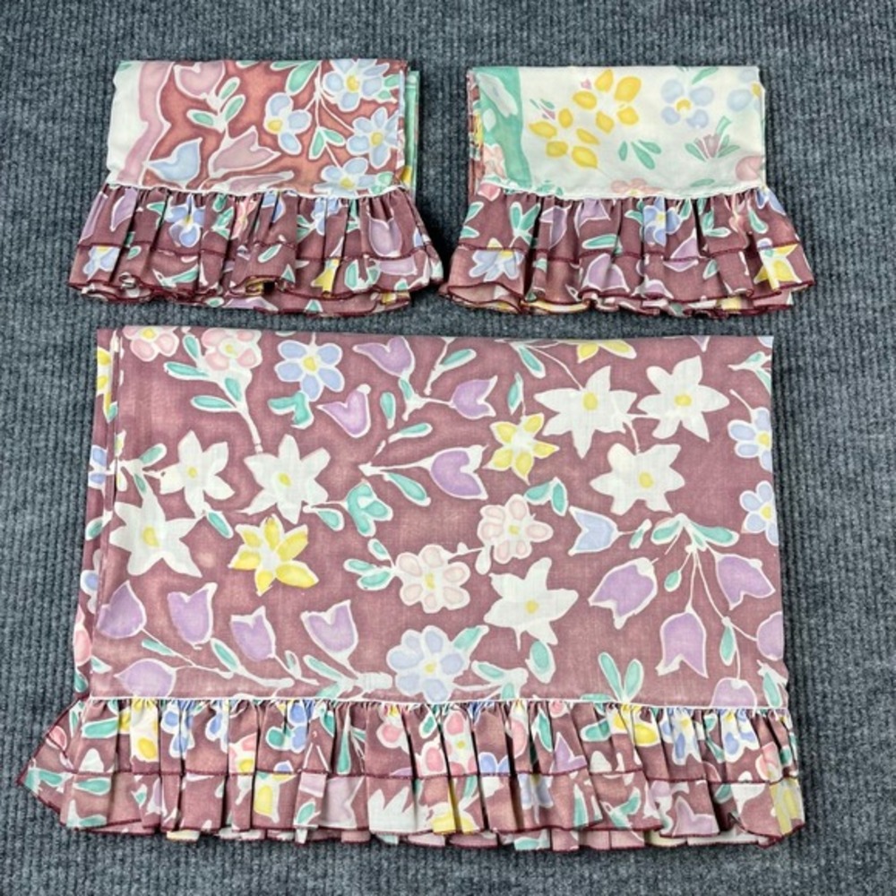 Vtg 1981 Mary McFadden Martex Sheet SET Full Flat & 2 Pillowcases Arabian Nights